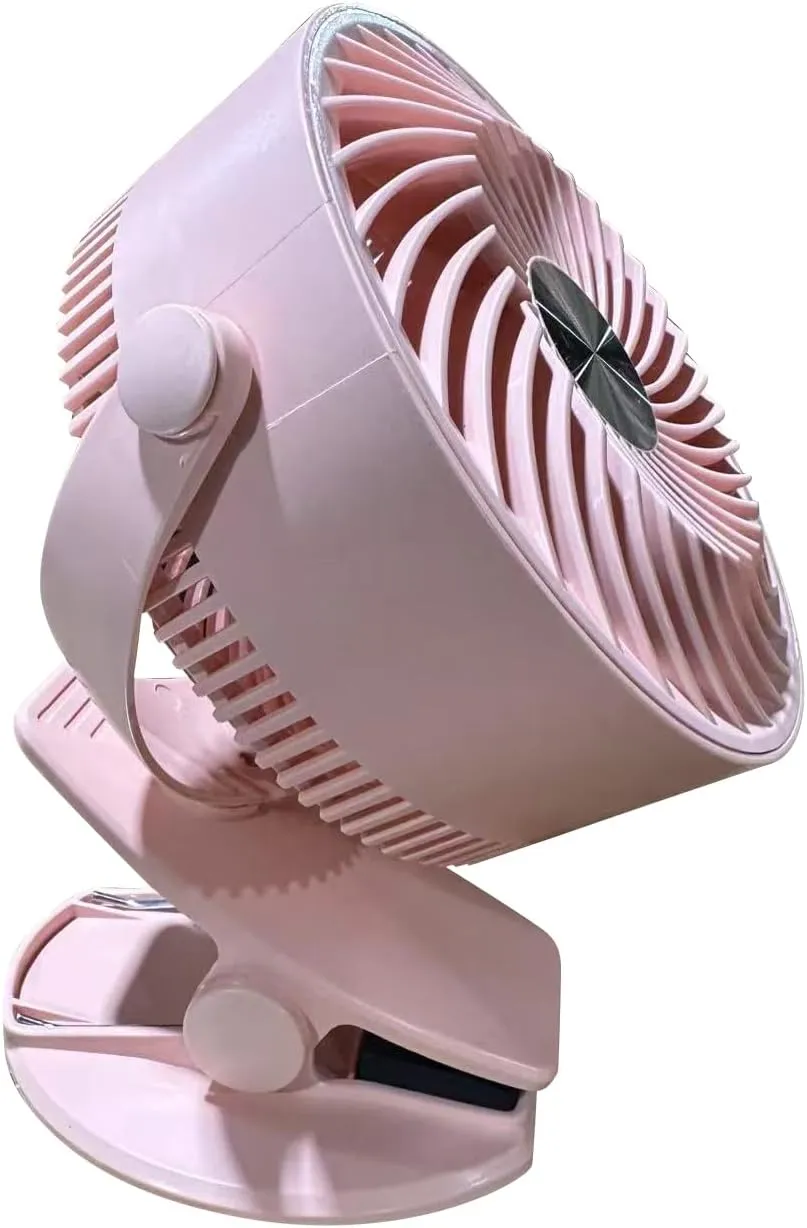 Portable Table Fan Clip Fan with 3 speeds Air Flow 360 Rotation Quiet Personal Fan for Indoor Outdoor (Pink)
