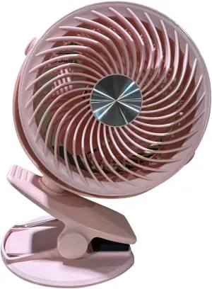 Portable Table Fan Clip Fan with 3 speeds Air Flow 360 Rotation Quiet Personal Fan for Indoor Outdoor (Pink) 360-degree rotating fan for home use