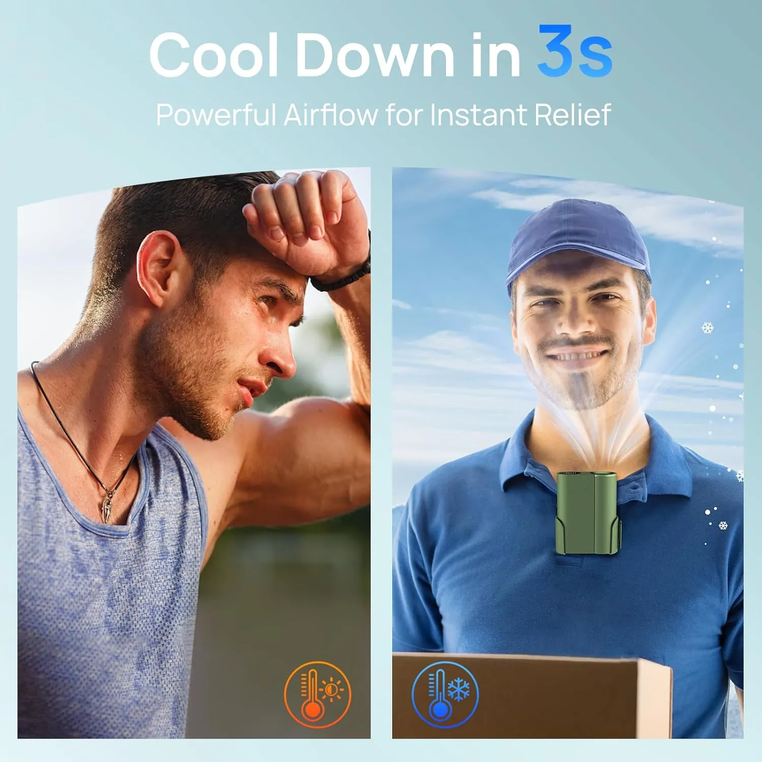 Portable Waist Clip Fan, 36000RPM Personal Rechargeable Wearable Neck Fan, Mini Belt Fan with Strong Wind & Fast Cooling, 100 Speeds for Outdoor, Indoor, Jobsite, Traveling (Green)
