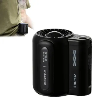 Portable Waist Clip Fan - Bladeless Waist Mounted Electric Fan, USB Rechargeable Bladeless Belt Fan, Hands-Free Personal Air Conditioner, 3 Speeds Neck Fan for Outdoor Activities (Black) Waist-mounted portable fan for outdoor use