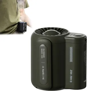 Portable Waist Clip Fan - Bladeless Waist Mounted Electric Fan, USB Rechargeable Bladeless Belt Fan, Hands-Free Personal Air Conditioner, 3 Speeds Neck Fan for Outdoor Activities (Green) Waist-mounted portable fan for outdoor use