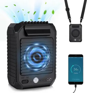 Portable Waist Clip Fan Rechargeable with 10000mAh Power Bank, 24H Runtime 3-Speed Hands-Free Personal Waist Fan, 6500RPM Cooling Neck Fan, Wearable Belt Fans for Office, Gym, Hiking, Travel & Camping Waist-mounted portable fan for outdoor use