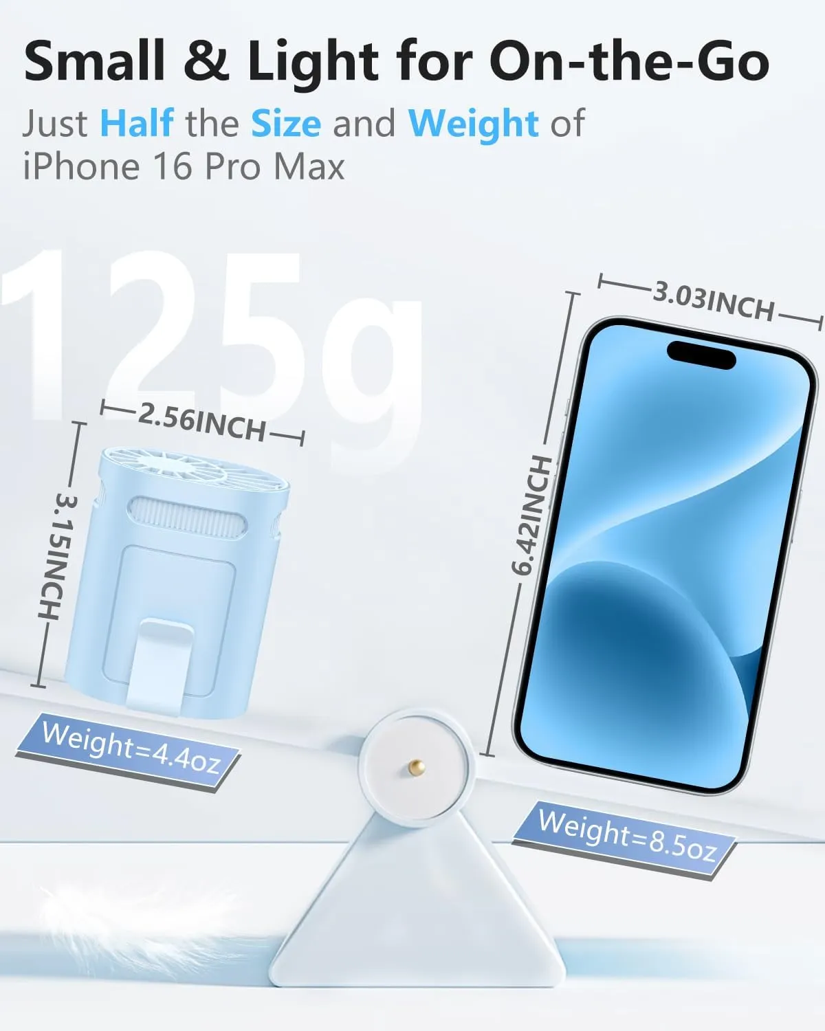 Portable Waist Clip Fan-Small Lightweight Person Fans Inside Shirt Waist Band Belt Loop Pants Hip Hardhat,Quietest Cool Clip Body Ac Unit,Personal Air Conditioner for Menopause Hot Flash Weather Blue
