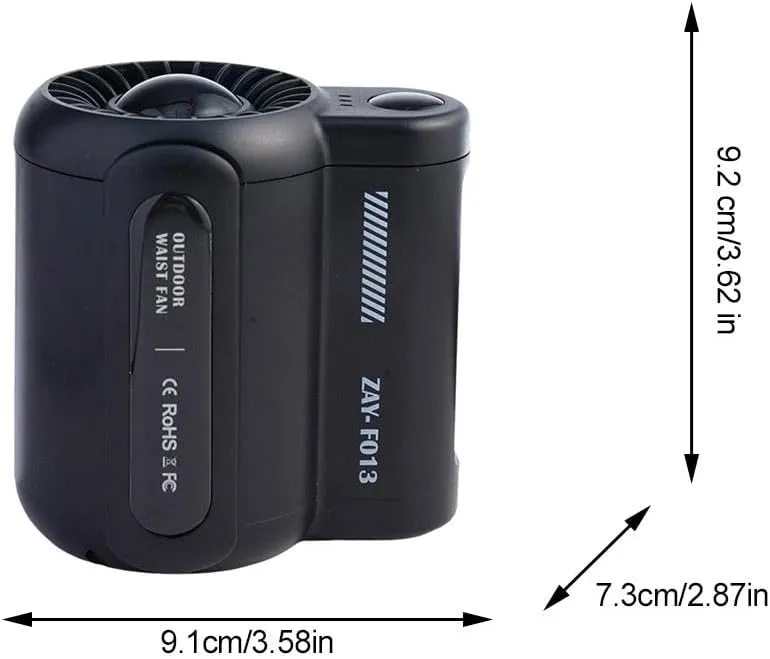 Portable Waist Clip Fan, USB Rechargeable Mini Fan with 3 Adjustable Speeds, Wearable Personal Belt Fan Clip on Waist Cooling Fan, Waist Mounted Electric Fan for Works Travel Camping (black 1pcs)