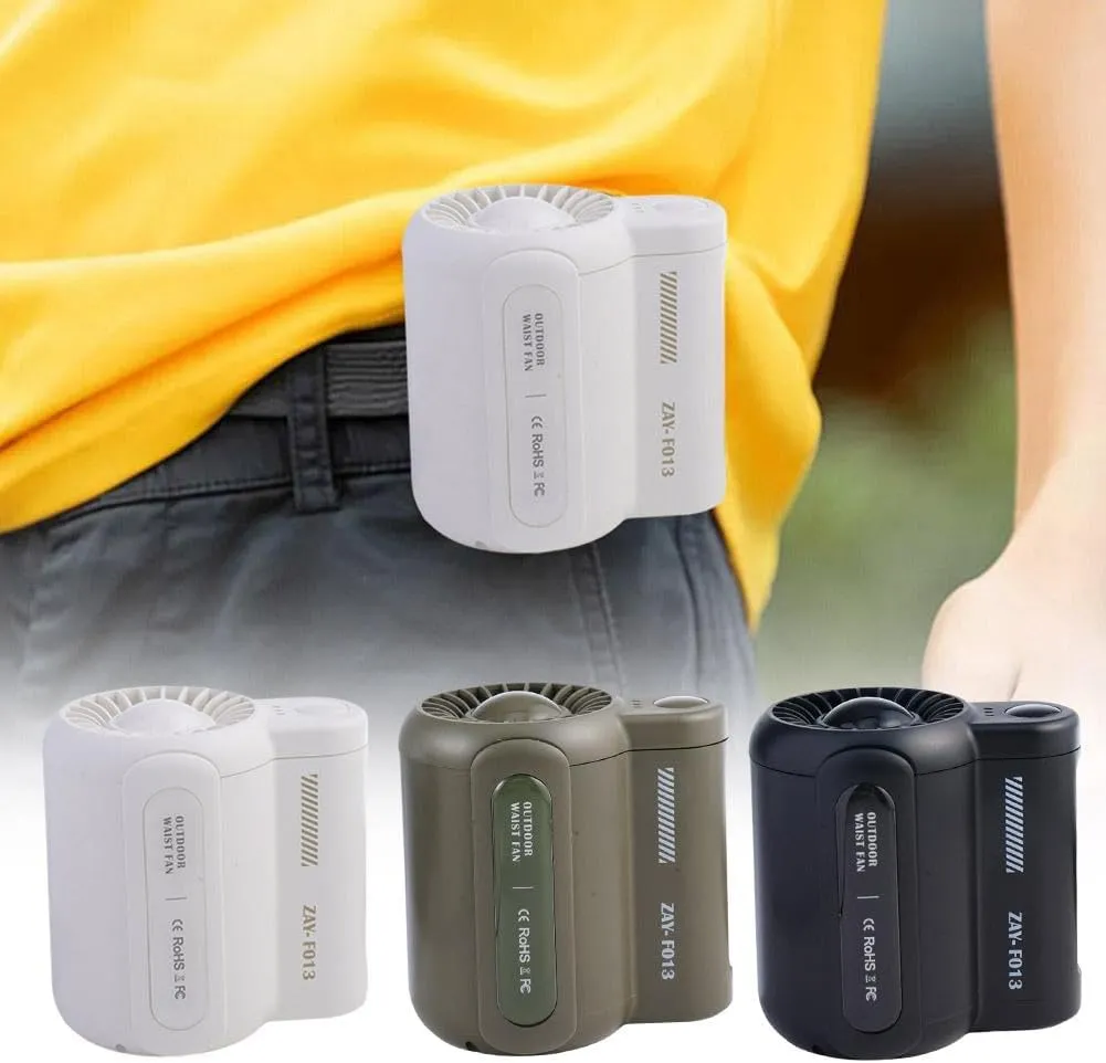 Portable Waist Clip Fan, USB Rechargeable Mini Fan with 3 Adjustable Speeds, Wearable Personal Belt Fan Clip on Waist Cooling Fan, Waist Mounted Electric Fan for Works Travel Camping (black 1pcs)