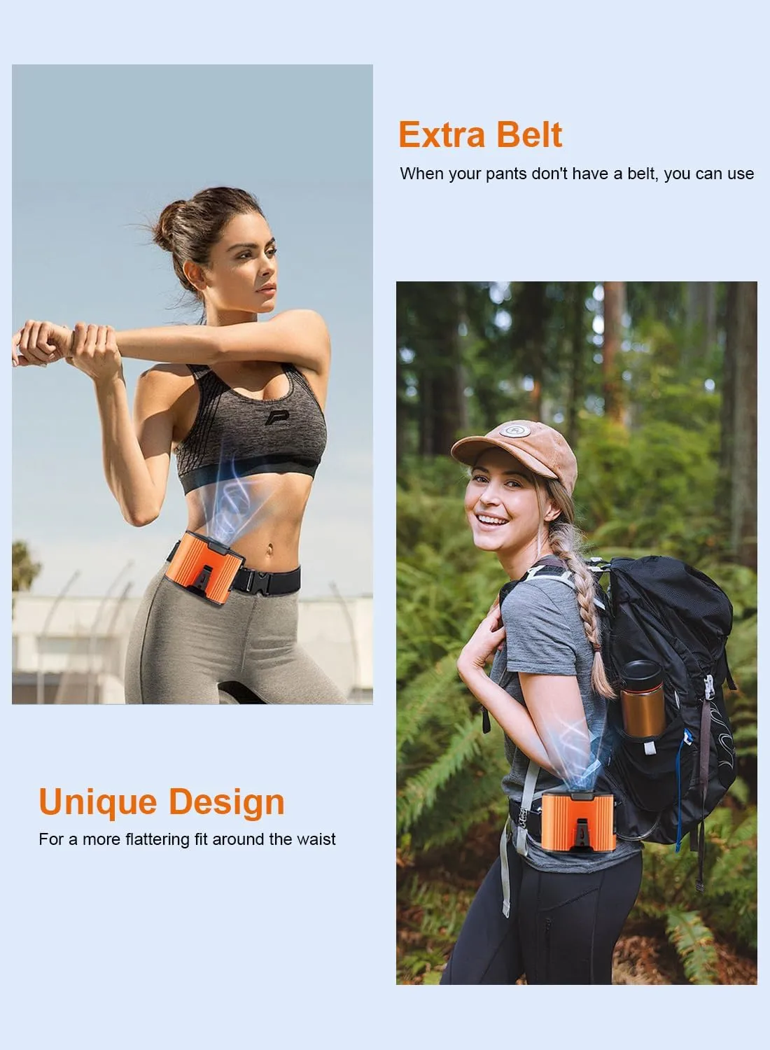 Portable Waist Fan, 10-Speed 20000RPM High Speed Turbo Motor Wearable Body Fans, 130Wide Airflow Rechargeable Belt Fan Clip-On, 40H Runtime Portable Neck fan for Outdoor, Camping, Jobsite & Travel