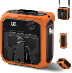 Portable Waist Fan, 10000mAh Rechargeable Belt Fan, Clip-On Waist Fans with 5 Adjustable Speeds, Up to 40H Battery Life, LED Display & Flashlight, for construction workers, Outdoor, Camping-Orange Waist-mounted portable fan for outdoor use