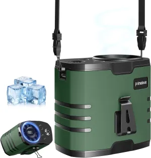 Portable Waist Fan 10000mAh Rechargeable,Clip on Belt Fan With 10 Speeds 16000PRM Strong Airflow,Hands-Free Hanging Neck Fan,Long-Lasting Cooling for Camping,Hiking,Outdoor,Jobsite,Green Waist-mounted portable fan for outdoor use