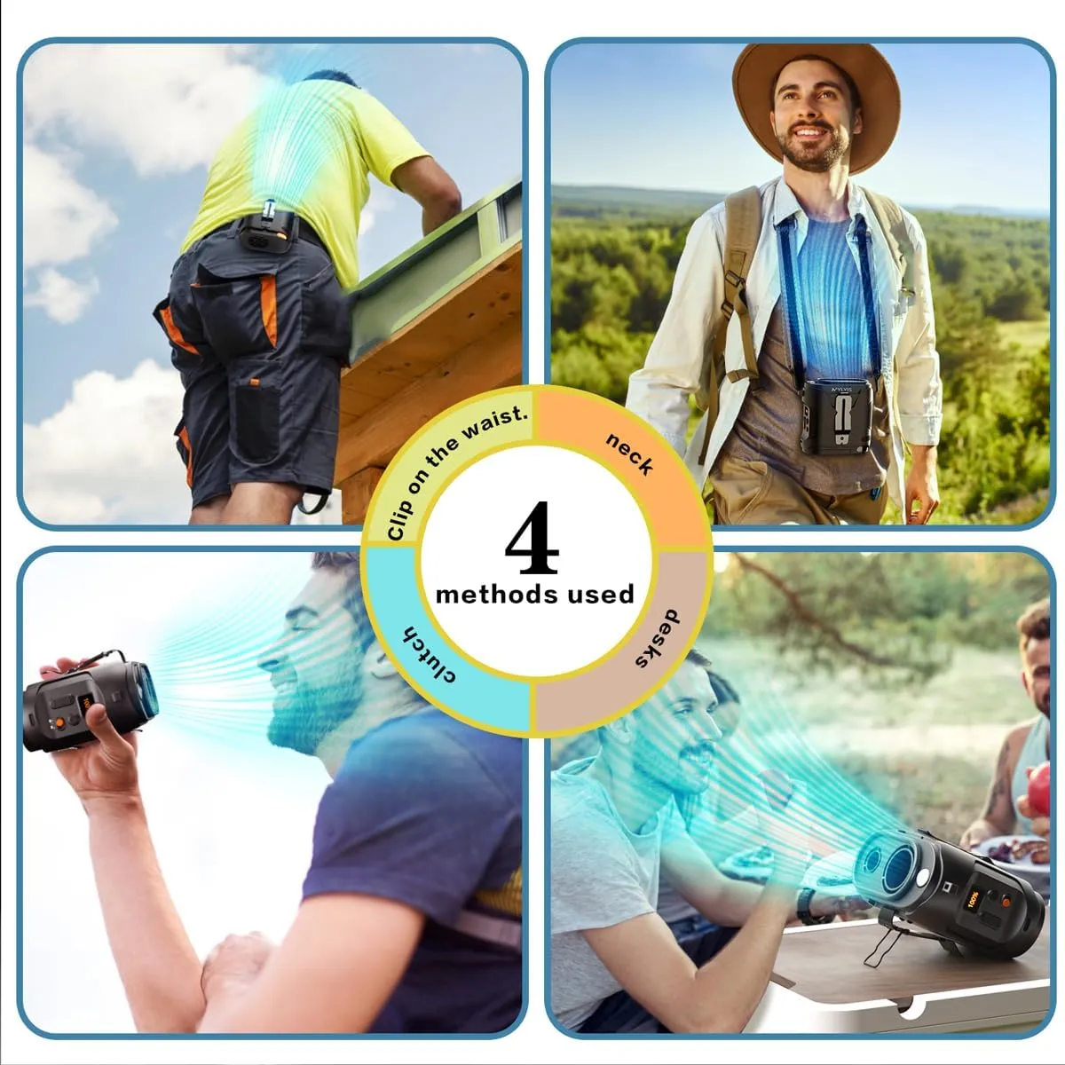 Portable Waist Fan 2025 Upgrade, Personal Fan Clip on with Rechargeable Battery operated, 24H Cooling,5 Speeds,16500RPM Hands-Free Belt Neck Fan for Outdoor Jobsite Gardening Camping Travel (Black)