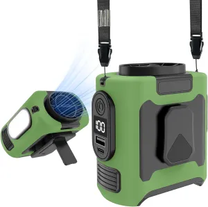 Portable Waist Fan, 2025 Upgraded Portable Fan 10000mAh Rechargeable Wearable Fan, 16000RPM Neck Fan with LED Flashlight, Up to 40 Hours of Working Time, Suitable for Outdoor Work, Camping Trip Waist-mounted portable fan for outdoor use