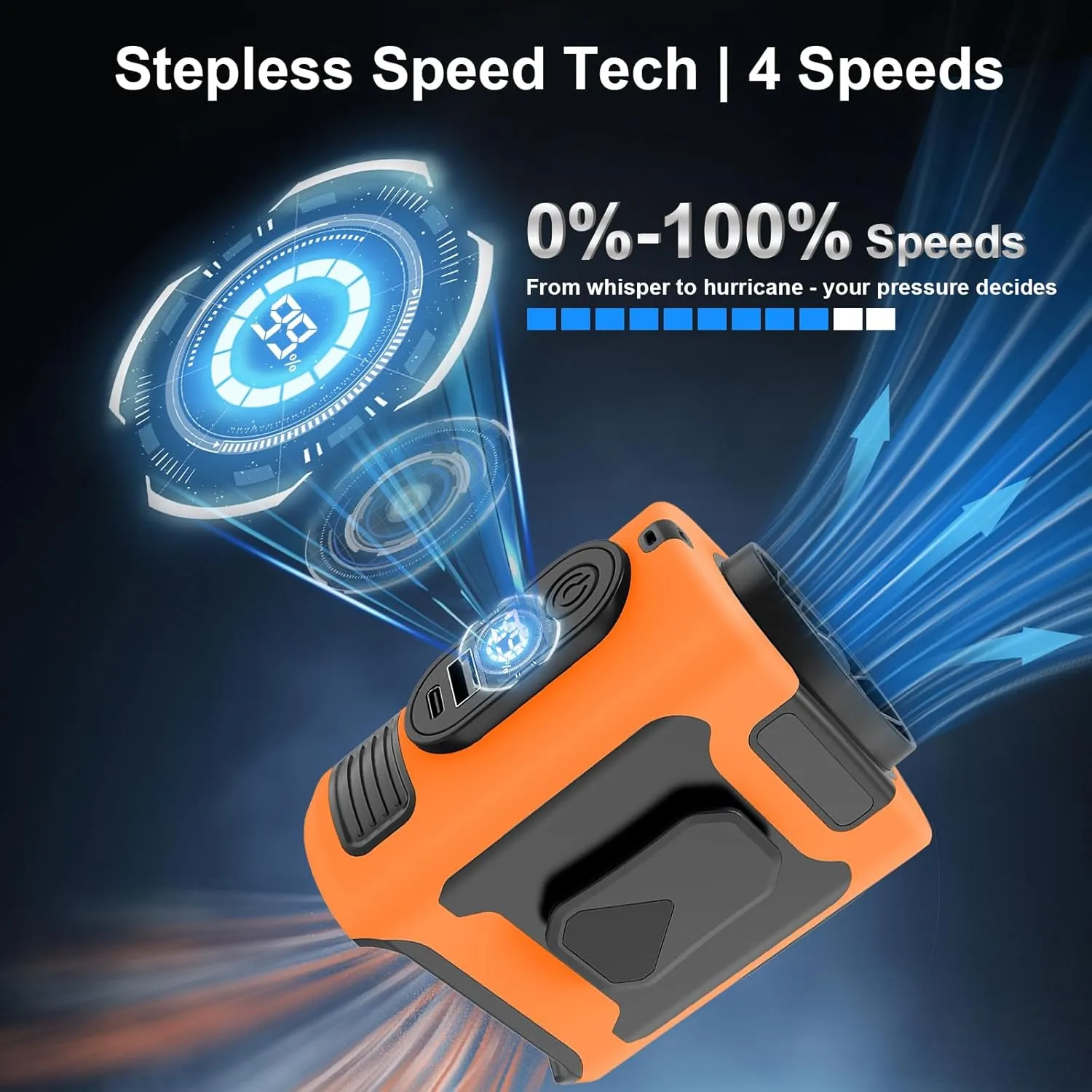 Portable Waist Fan Belt Wearable - Portable Waist Fan Clip On, Belt Fan Clip On Shirt, Rechageable Wearable Fan, Personal Fan Cooling for Travel 16500RPM 10000mAh [Vortex Pro 2025] Orange