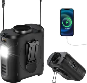 Portable Waist Fan Clip On 10000mAh Wearable Belt Personal Fan 16000RPM Rechargeable Battery operated with 5 Speeds Wind and Light 25H Hands-Free for Cooling Outdoor Camping (Black) Waist-mounted portable fan for outdoor use