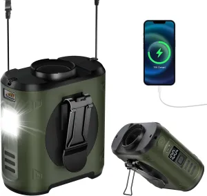 Portable Waist Fan Clip On 10000mAh Wearable Belt Personal Fan 16000RPM Rechargeable Battery operated with 5 Speeds Wind and Light 40H Hands-Free for Cooling Outdoor Camping (Green) Waist-mounted portable fan for outdoor use