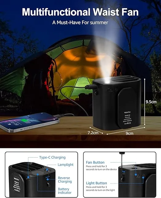Portable Waist Fan  Hands-Free Cooling