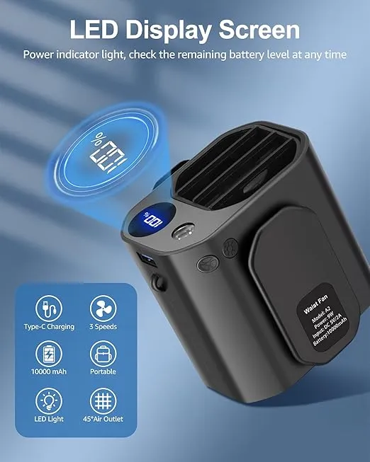 Portable Waist Fan  Hands-Free Cooling