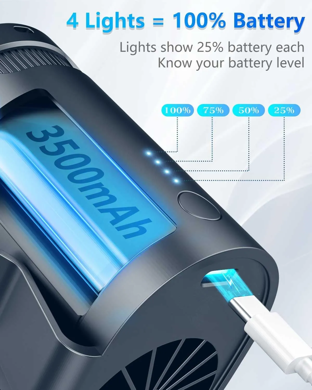 Portable Waist Fan-Personal Battery Operated Clip on Fan for Shirt Belt Buckle Hip Under Clothes,Cordless Chargeable Waist Fans that Blow Cold Air,Cooling Wearable USB Neck Cooler Azure Blue