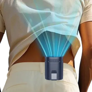 Portable Waist Fan-Personal Battery Operated Clip on Fan for Shirt Belt Buckle Hip Under Clothes,Cordless Chargeable Waist Fans that Blow Cold Air,Cooling Wearable USB Neck Cooler Azure Blue Neck fan for hands-free comfort