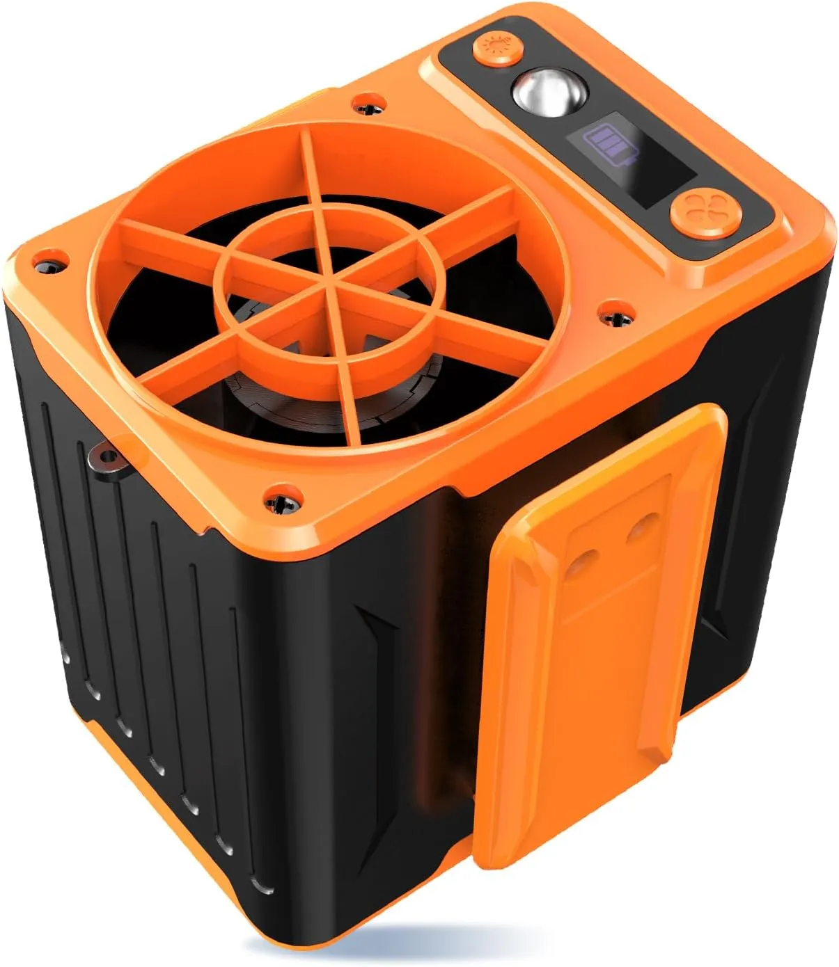 Portable Waist Fan, Personal Clip on Belt Fan Wearable, 4 Speed 10000RPM Strong Airflow Hands Free Neck Fan for Camping, Outdoor, Jobsite, Travelling - Max 24H Runtime Waist-mounted portable fan for outdoor use