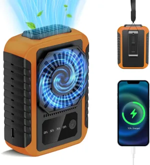 Portable Waist Fan, Personal Under Shirt Fan 6000mAh Battery Rechargeable, 20H Working Time, 3-speed Clip on Belt, Neck Wearable for Outdoor, Travel, Sport, Jobsite (Orange) Waist-mounted portable fan for outdoor use