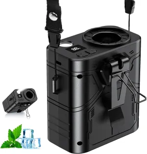 Portable Waist Fan, Portable Fans with 5-Speed Settings, Dual-Sided Clip on Wearable Belt Personal Fan, 2 Settings including Flashlight,Travel Essential for Outdoor Camping as Power Bank Waist-mounted portable fan for outdoor use