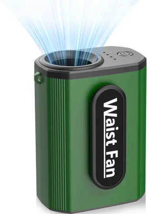 Portable Waist Fan Rechargeable with 4 Speed 18000RPM Strong Airflow, Hands-Free Personal Hanging Neck Fan Up to 15H Runtime, Dual-Sided Clip on Wearable Portable Fan for Traveling Camping Jobsite Waist-mounted portable fan for outdoor use