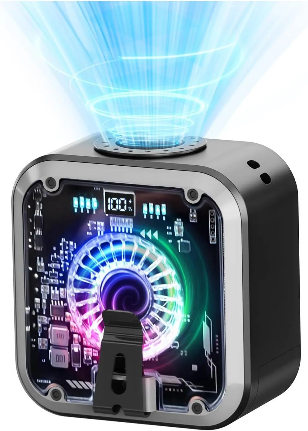 Portable Waist Fan, Wearable Waistband Fan 10000mAh, Belt Clip on Waist Portable Body Cooling Products 16000RPM Under Shirt Fans that Blow Cold Air, Outside Gadgets for Hot Weather (Black) Waist-mounted portable fan for outdoor use