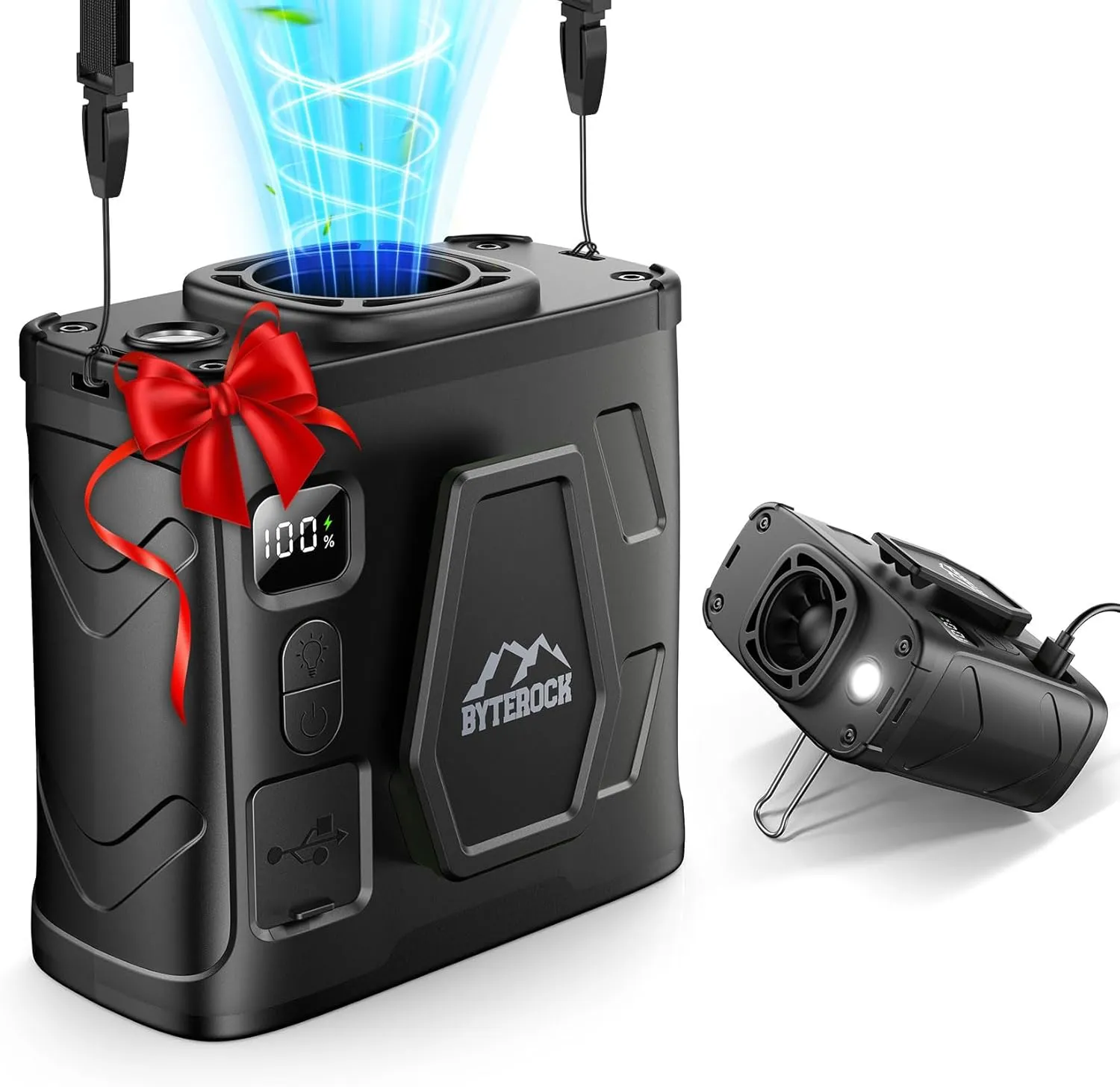 Portable Waist Fan with 16000RPM Turbo Wind, 40H Runtime, 10000mAh Battery  Clip-On, Neck, or Desk Use, Flashlight & USB Charging Support for Outdoor Work, Camping  Black Waist-mounted portable fan for outdoor use
