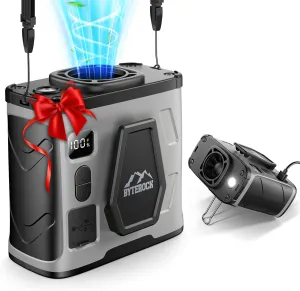Portable Waist Fan with 16000RPM Turbo Wind, 40H Runtime, 10000mAh Battery  Clip-On, Neck, or Desk Use, Flashlight & USB Charging Support for Outdoor Work, Camping  Gray Waist-mounted portable fan for outdoor use