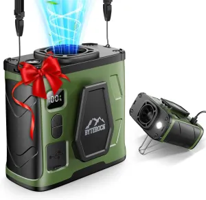 Portable Waist Fan with 16000RPM Turbo Wind, 40H Runtime, 10000mAh Battery  Clip-On, Neck, or Desk Use, Flashlight & USB Charging Support for Outdoor Work, Camping  Green Waist-mounted portable fan for outdoor use