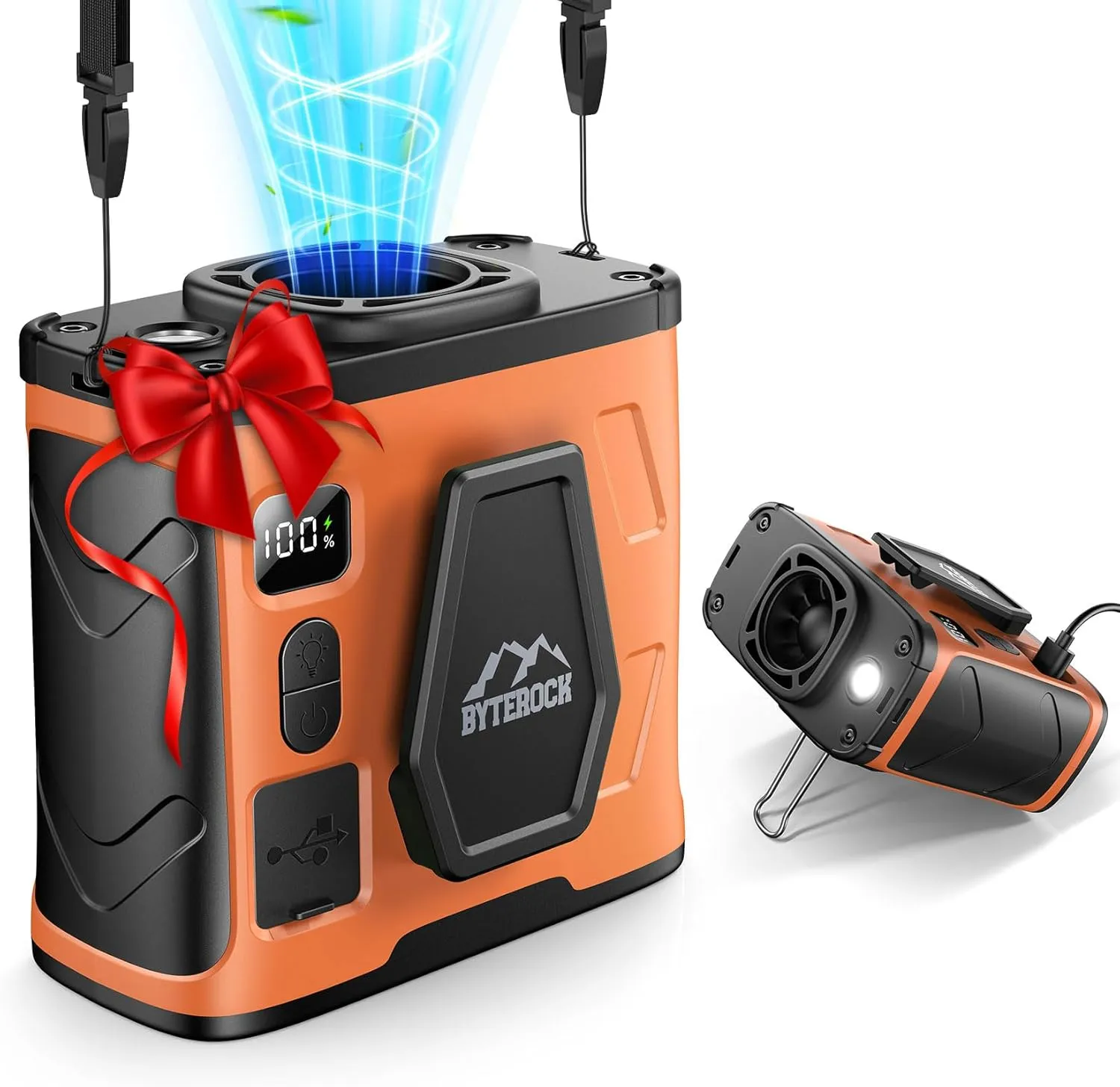 Portable Waist Fan with 16000RPM Turbo Wind, 40H Runtime, 10000mAh Battery  Clip-On, Neck, or Desk Use, Flashlight & USB Charging Support for Outdoor Work, Camping  Orange Waist-mounted portable fan for outdoor use
