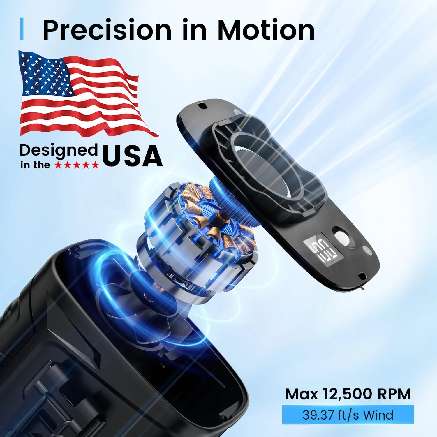 Portable Waist Fan with LED Light - 5 Speeds 12500RPM Strong Airflow, Personal Clip Belt Fan [Max 29H Working Time], Hands-Free Neck Fan, Rechargeable Wearable Fan for Outdoor/Hiking/Jobsite/Farms