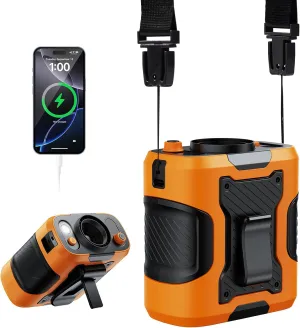 Portable Waist Fan with Light, 100 Speeds Powerful 13500RPM, Hands-Free Neck Fan with up to 24H Cooling, Rechargeable Personal Wearable Belt Body Shirt Fan for Camping Outdoor Jobsite, Orange Waist-mounted portable fan for outdoor use