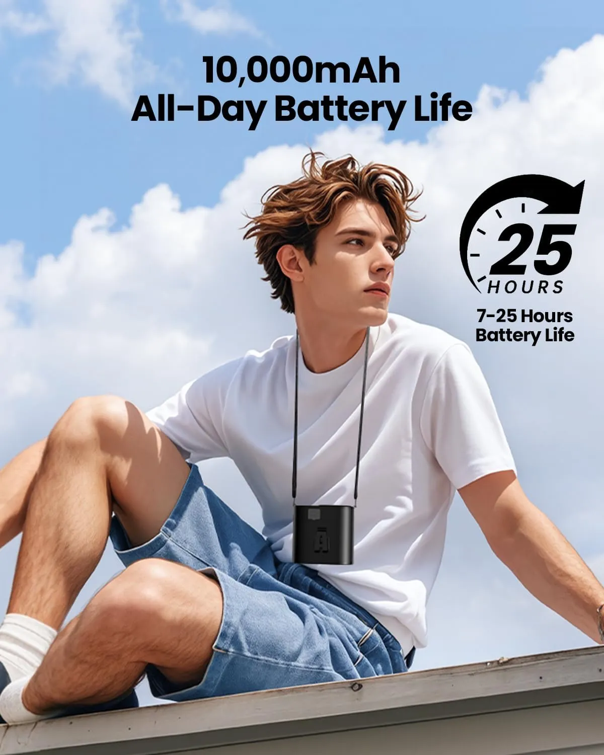 Portable Waist Fan,10 Speeds Personal Fan Clip On Fans for Shirt,10000mAh Rechargeable Neck Fans With LED Display, 3 Lights Mode Wearable Belt Fans for Men Women Gifts Outdoor, Camping, Travel, Beach