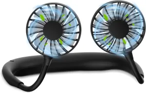 Portable Wearable Neck Fan Rechargeable: 360 Degrees Rotation Mini Personal Cooling Neckband Fans with 3 Speed Settings Hands Free for Sports Office Working Travel Outdoor Activities 360-degree rotating fan for home use