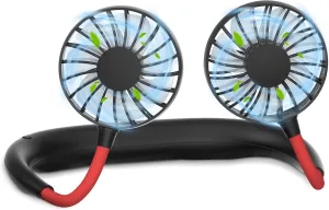 Portable Wearable Neck Fan Rechargeable: 360 Degrees Rotation Mini Personal Cooling Neckband Fans with 3 Speed Settings Hands Free for Sports Office Working Travel Outdoor Activities 360-degree rotating fan for home use