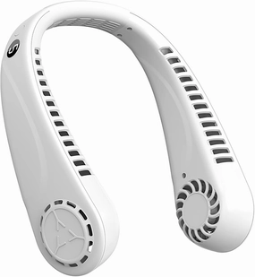 Portable Bladeless Hanging Neck Fans with Screen Display and 5 Speeds Levels, USB Rechargeable, 360 Cooling Wearable Personal Fan for Work Travel Sport Outdoor (White) Small bladeless fan for quiet cooling