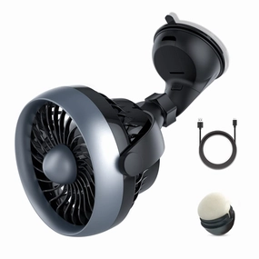 Portable Car Fan with Strong Suction and 4 Speeds,USB Dashboard Cooling Air Wall Fan for Sedan SUV RV Auto Vehicles Home, Window, Windshield, Bathroom, 4.92ft Cord, 5V, Quiet, Bonus Aroma Function Solar-powered car fan for ventilation