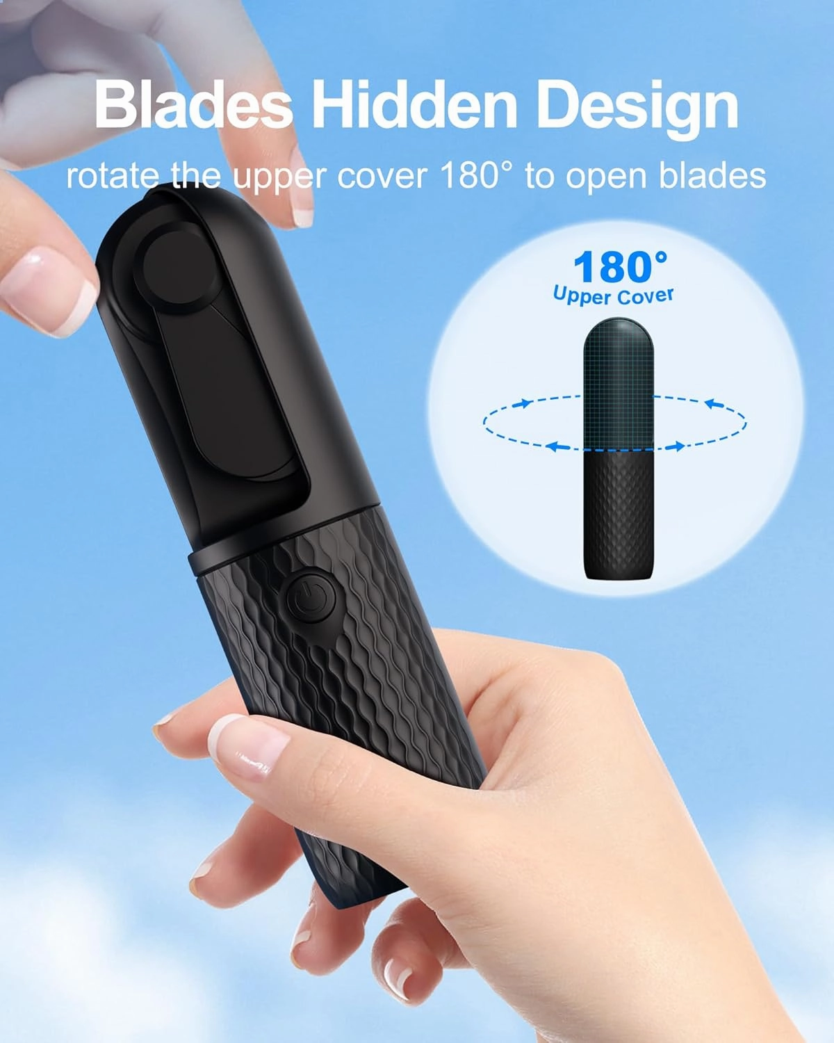 Portable Fan, 2000mAh Rechargeable Battery Operated Mini Handheld Fan, Powerful Safety Design Pocket Fans for Travel/Outdoor/Concert/Beach/Make-up, Gifts for Mom, Teens, Black