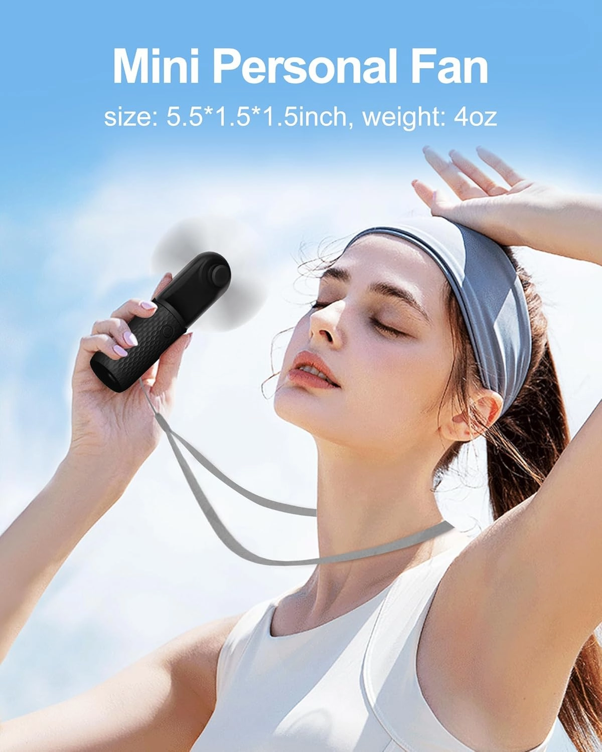 Portable Fan, 2000mAh Rechargeable Battery Operated Mini Handheld Fan, Powerful Safety Design Pocket Fans for Travel/Outdoor/Concert/Beach/Make-up, Gifts for Mom, Teens, Black