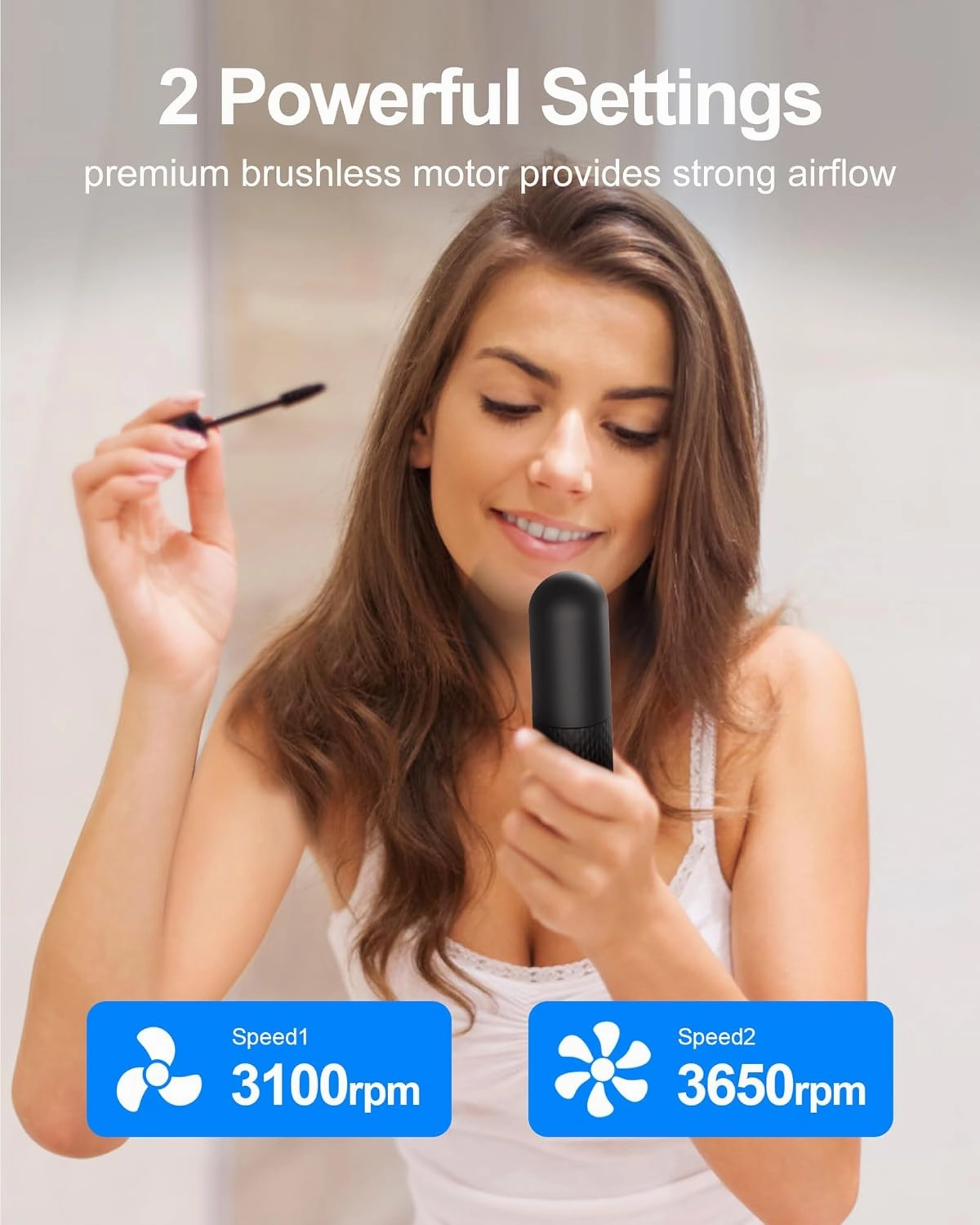 Portable Fan, 2000mAh Rechargeable Battery Operated Mini Handheld Fan, Powerful Safety Design Pocket Fans for Travel/Outdoor/Concert/Beach/Make-up, Gifts for Mom, Teens, Black