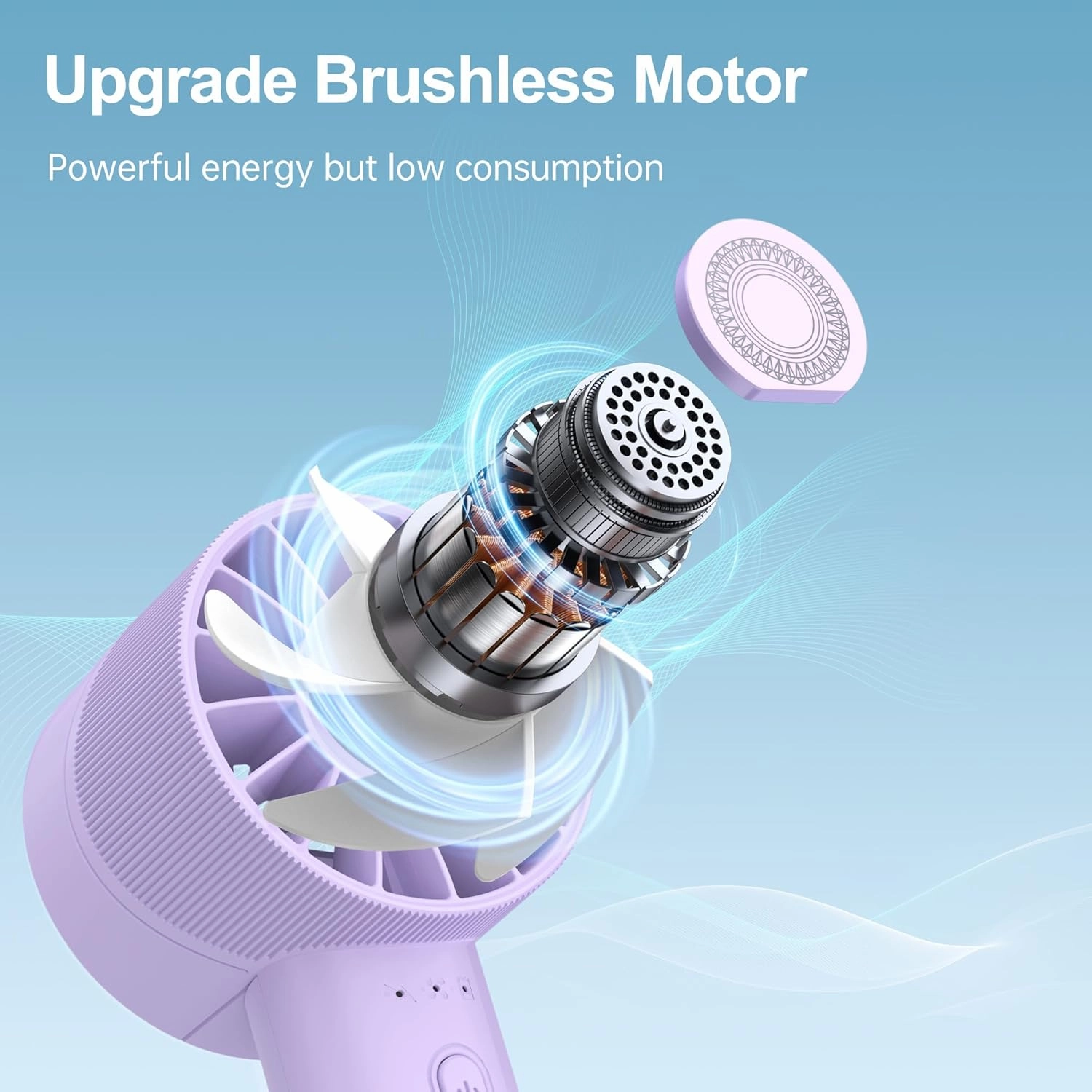 Portable Fan, Mini Handheld Fan with 3 Adjustable Speeds, 2600mAh Handheld Fan with 3-16H Usage Time and Newly Upgraded Motor, Small Lash Fan for Women's Make Up Fan, Mini Fan for Summer (Purple)