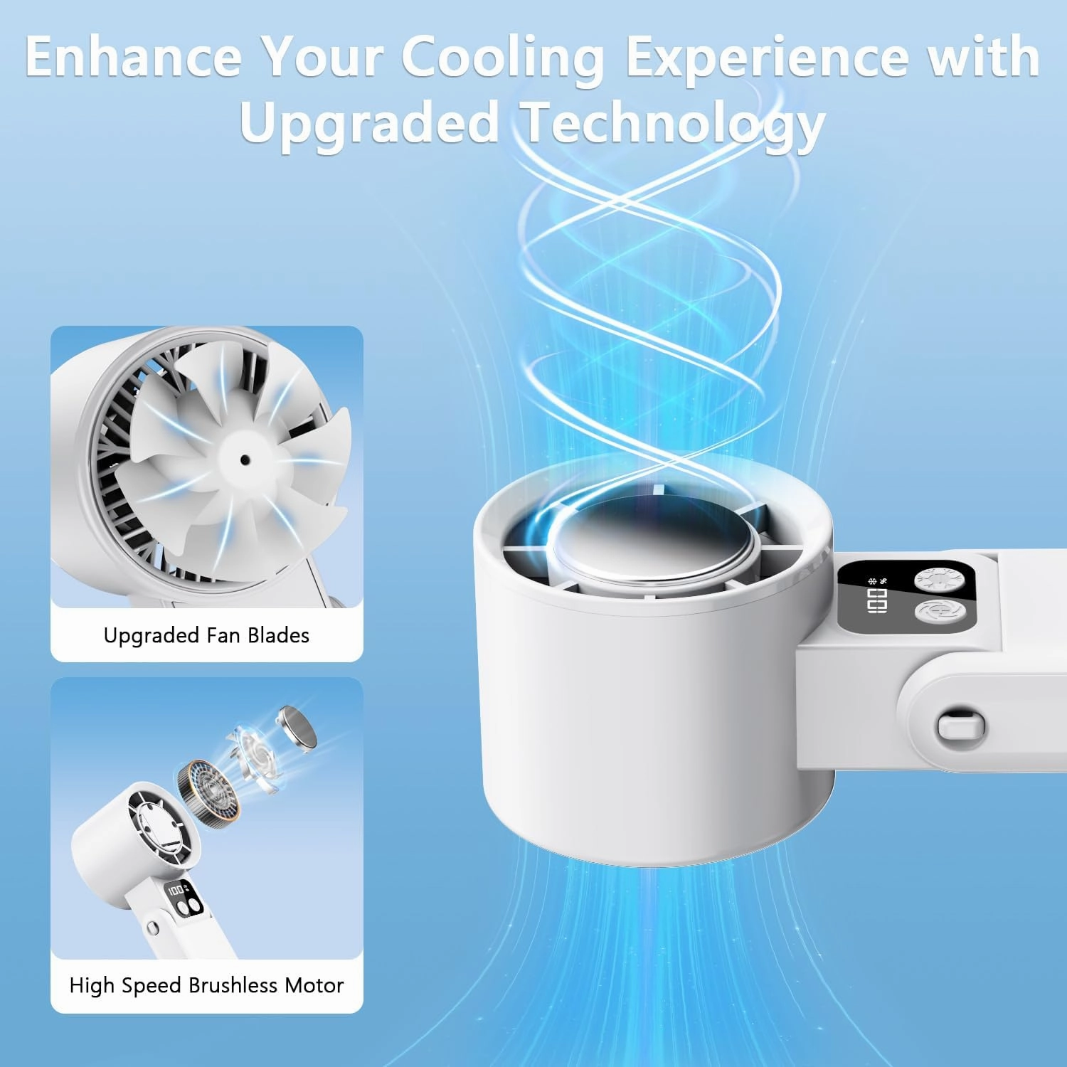Portable Handheld Fan, 12000RPM Powerful Hand Fan Foldable with Air Turbo Tech Cooling,Turbo Fan for Indoor Outdoor Activities, Travel, Working (White)