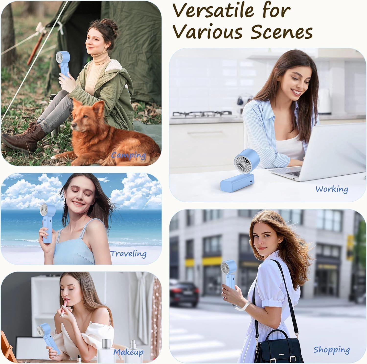 Portable Handheld Fan [24H Max Cooling], Turbo Fan Foldable with USB Rechargeable, 1-199 Speed, LED Power Display, Small & Lightweight for Travel/Beach/Camping, Summer Essential Gift for Women Men
