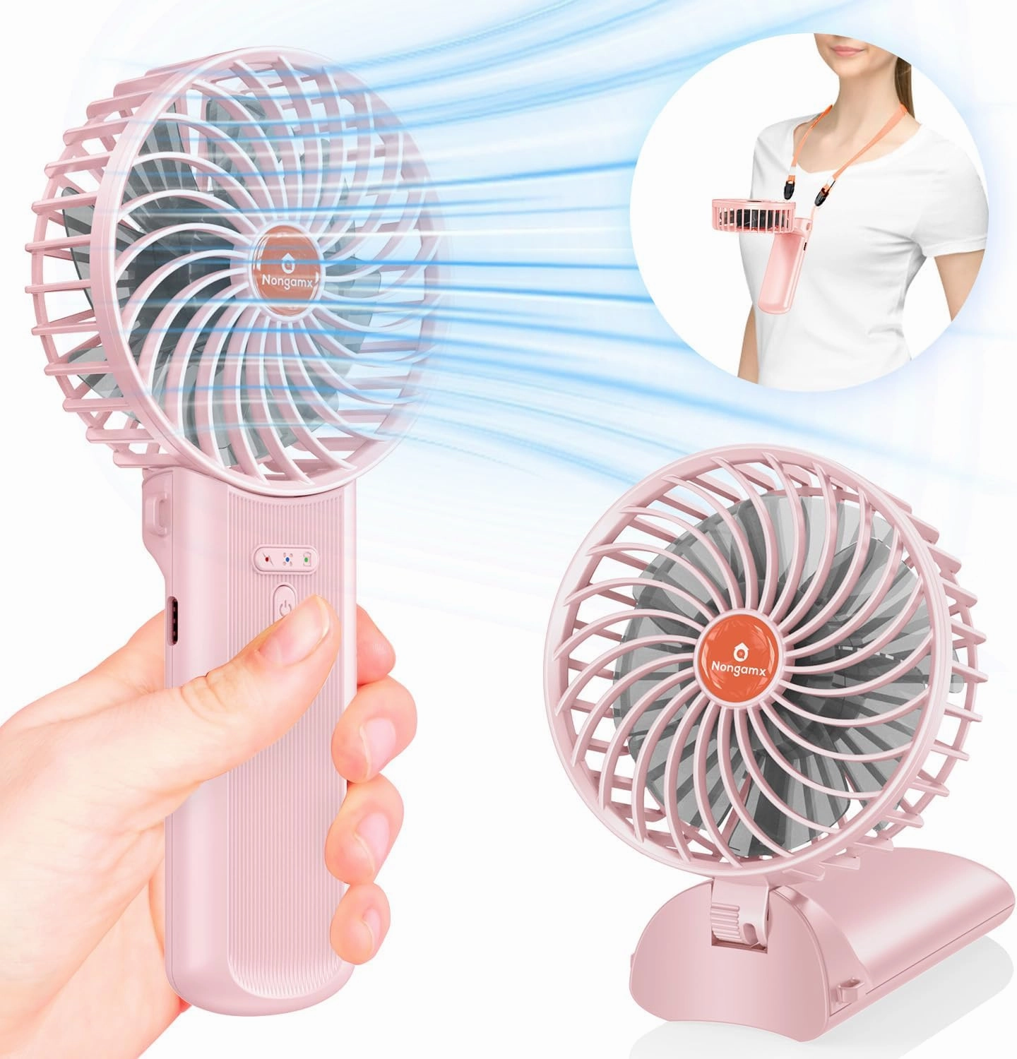 Portable Handheld Mini Fan Rechargeable: Small Hand Personal Foldable Fans 180 Adjustable 4 Speed Wind Cooling Air Blow for Travel Face lash Indoor Outdoor Office Camping Household Women Men Kid Pink Mini handheld fan for personal cooling