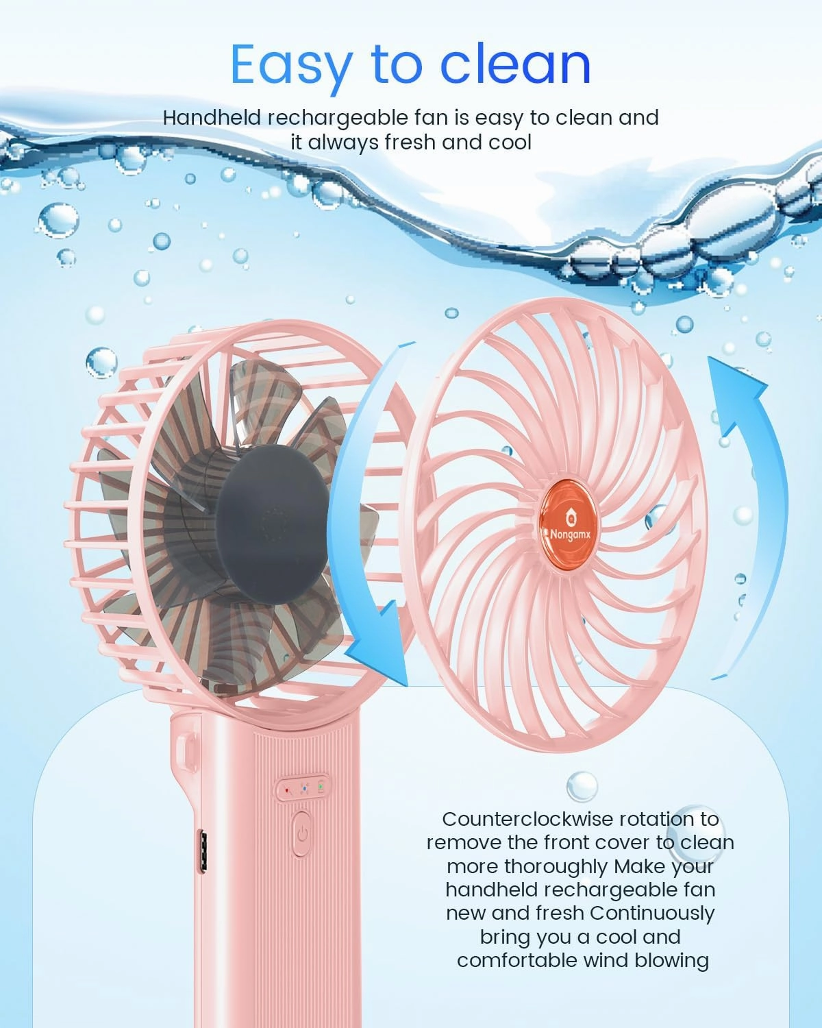 Portable Handheld Mini Fan Rechargeable: Small Hand Personal Foldable Fans 180 Adjustable 4 Speed Wind Cooling Air Blow for Travel Face lash Indoor Outdoor Office Camping Household Women Men Kid Pink
