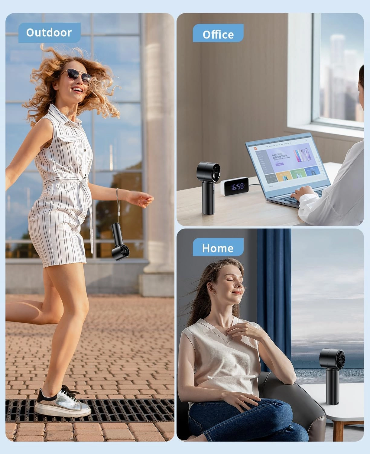 Portable Handheld Turbo Fan, 4000mAh Rechargeable High Speed Personal Fan With 5 Speeds, Small Cooling Fans With Digital Display For Women Outdoor, Travel, Vacation