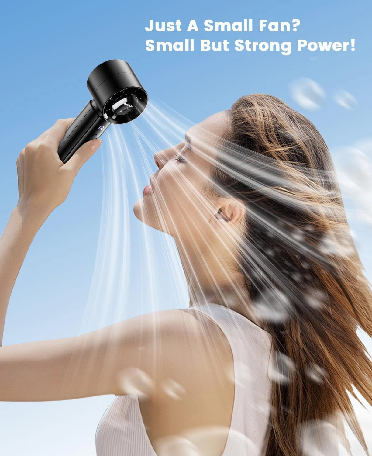 Portable Handheld Turbo Fan, 4000mAh Rechargeable High Speed Personal Fan With 5 Speeds, Small Cooling Fans With Digital Display For Women Outdoor, Travel, Vacation