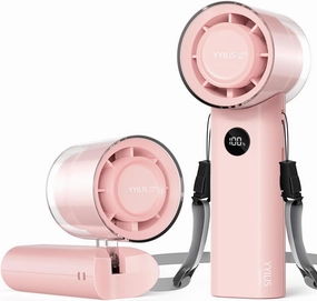 Portable Handheld Turbo Fan, Foldable 5 Speed 3-in-1 Rechargeable Personal Hand Held Fan with 90 Direction Control & Digital Display, Pocket Mini Fans for Travel, Outdoor, Home, Office Pink Mini handheld fan for personal cooling