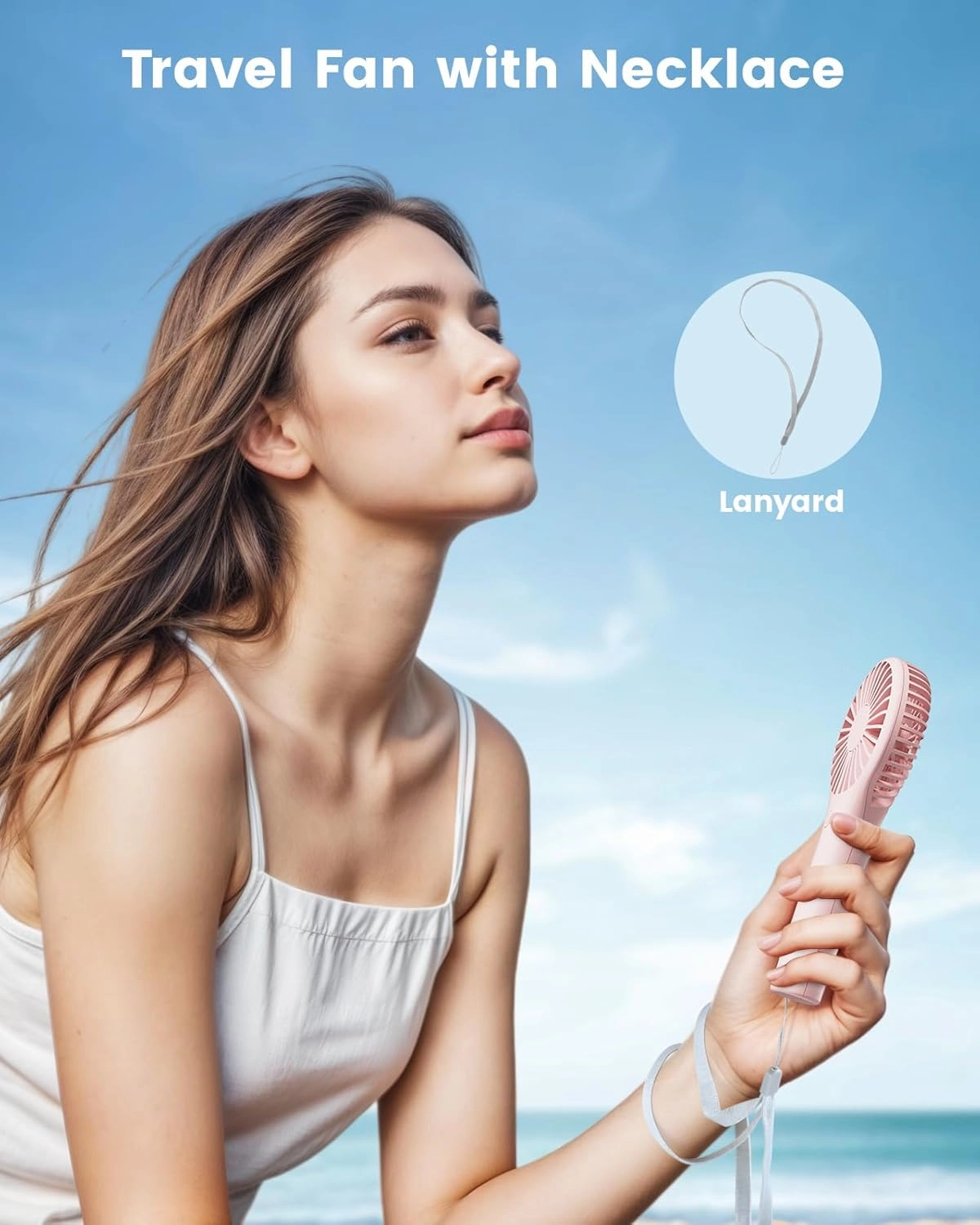Portable Mini Fan - Powerful Personal Handheld Fan with 3 Speeds, Cute and Small, USB Rechargeable for Travel/Lash/Makeup/Outdoor/Home-2 Pack