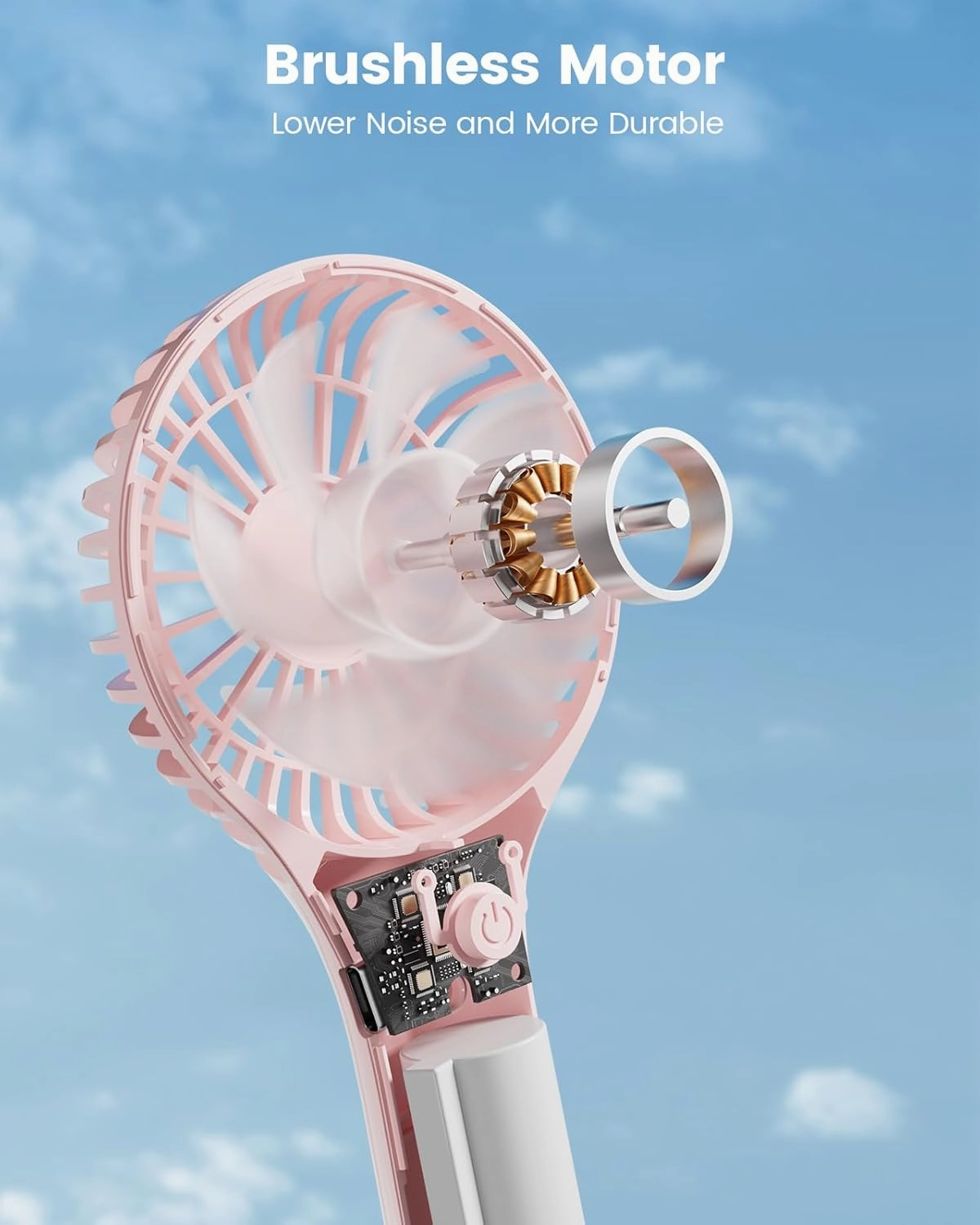 Portable Mini Fan - Powerful Personal Handheld Fan with 3 Speeds, Cute and Small, USB Rechargeable for Travel/Lash/Makeup/Outdoor/Home-2 Pack
